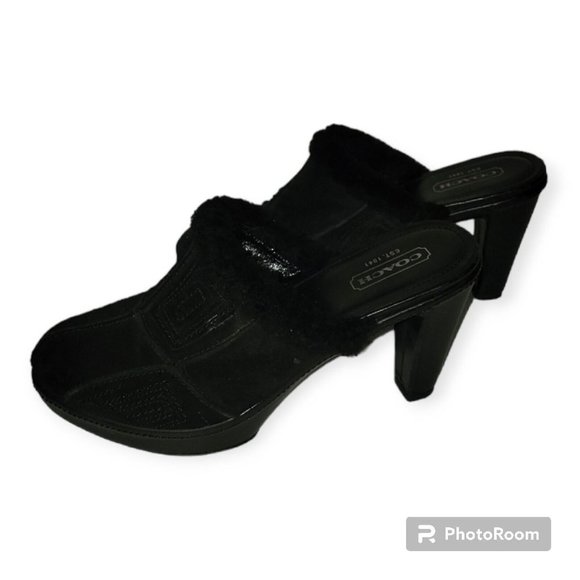 Coach Black High Heel Suede Mule Soze 9.5 - Picture 2 of 7